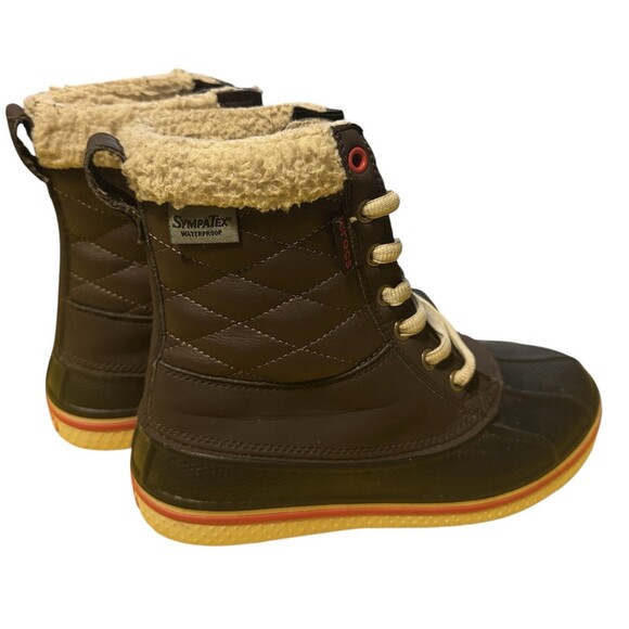 Crocs AllCast Duck Waterproof Boots Womens Size 6 Brown Faux Fur Quilted Winter - Picture 1 of 8